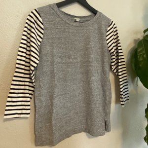 Grey + Black + White Striped Baseball Tee